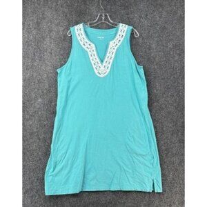 Lands End Turquoise Shift Dress Women’s Plus 2X Sleeveless Resort Preppy Beach